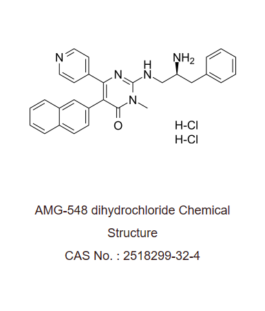 ?AMG-548 dihydrochloride 是一种口服有效的，选择性 p38α 抑制剂