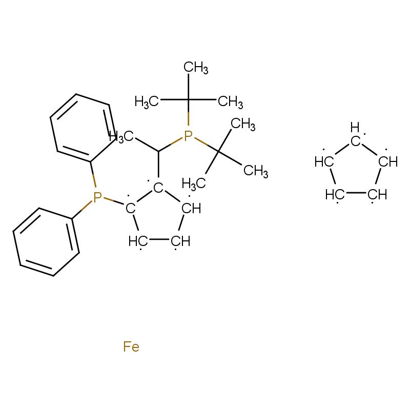 155830-69-6 R)-1-1[(S)-2-(二苯基膦)二茂铁]乙基二叔丁基膦 结构式图片