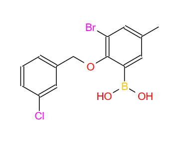 870778-83-9；3-溴-2-(3'-氯苄氧基)-5-甲基苯基硼酸；3-Bromo-2-(3-chlorobenzyloxy)-5-methylphenylboronic acid