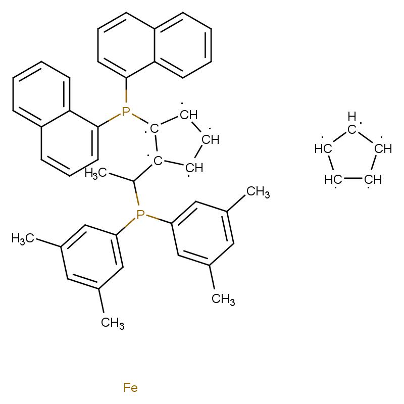 851308-40-2 (R)-1-{(SP)-2-[二(1-萘基)膦]二茂铁基}乙基二(3,5-二甲苯基)膦 结构式图片
