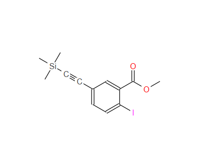 251564-53-1；Benzoic acid, 2-iodo-5-[2-(trimethylsilyl)ethynyl]-, methyl ester