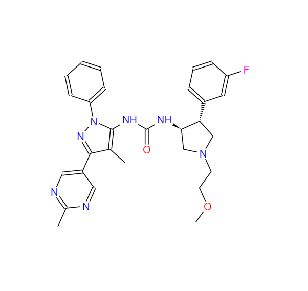 Urea, N-[(3S,4R)-4-(3-fluorophenyl)-1-(2-methoxyethyl)-3-pyrrolidinyl]-N'-[4-methyl-3-(2-methyl-5-pyrimidinyl)-1-phenyl-1H-pyrazol-5-yl]-