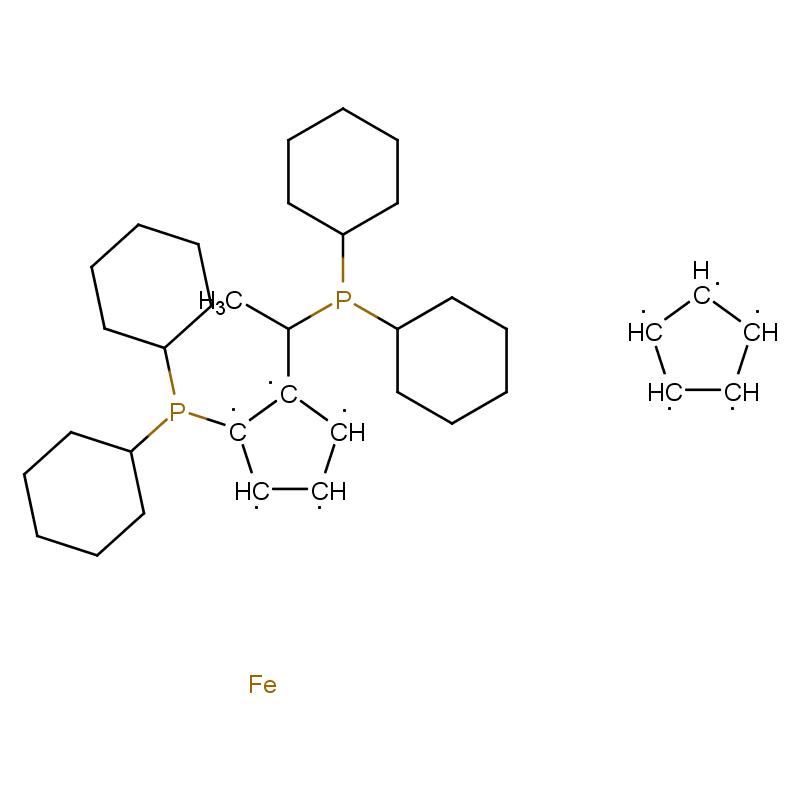 167416-28-6 (R)-1-[(S)-2-( 二环己基膦基)二茂铁基]乙基二环己基膦 结构式图片