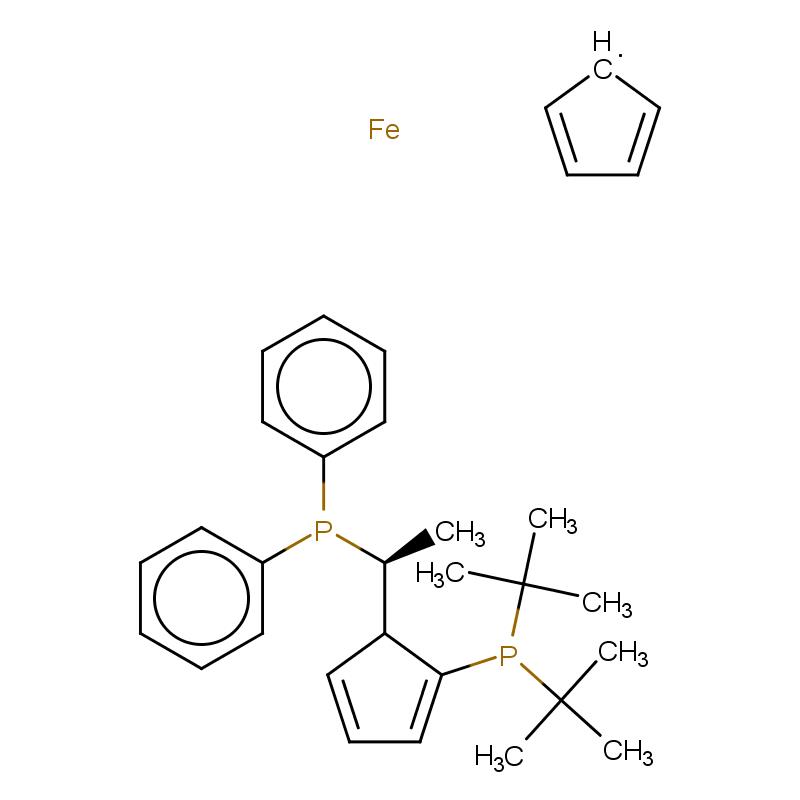 223120-71-6 (R)-1-[(SP)-2-(二叔丁基膦)二茂铁]乙基二苯基膦 结构式图片