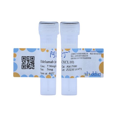 aladdin 阿拉丁 Ab170882 Eldelumab (anti-CXCL10) 946414-98-8 Purity>95% (SDS-PAGE&SEC); Endotoxin Level<1.0EU/mg; Human IgG1; CHO; ELISA, FACS, Functional assay, Animal Model; Unconjugated