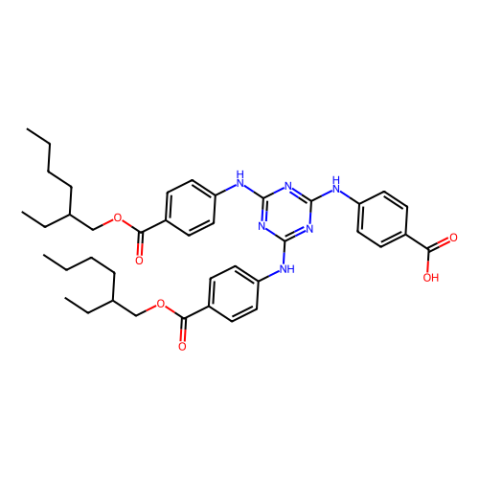 aladdin 阿拉丁 B331862 4-(4,6-二(4-((2-乙基己基氧基)羰基)苯基氨基)-1,3,5-三嗪-2-基氨基)苯甲酸 1469870-11-8 98%