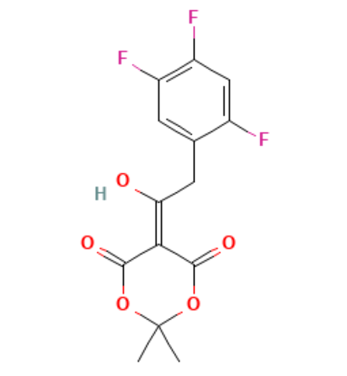 aladdin 阿拉丁 H590122 5-[1-羟基-2-(2,4,5-三氟苯基)亚乙基]-2,2-二甲基-1,3-二氧六环-4,6-二酮 764667-64-3 97%