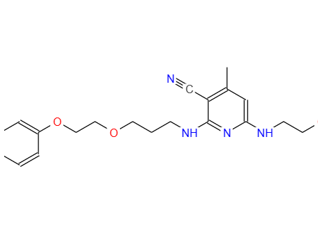 58444-23-8；6-[(2-羟乙基)氨基]-4-甲基-2-[[3-(2-苯甲基乙氧基)丙基]氨基]-3-吡啶腈