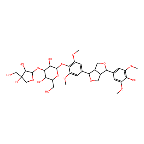aladdin 阿拉丁 S412619 (-)-丁香树脂酚-4-O-Β-D-呋喃芹糖基-(1→2)-Β-D-吡喃葡萄糖苷 136997-64-3 98%