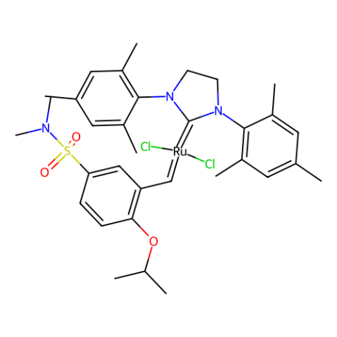 aladdin 阿拉丁 B282671 1,3-双（2,4,6-三甲基苯基）-4,5-二氢咪唑-2-亚甲基[2-（异丙氧基）-5-（N，N-二甲基氨基磺酰基）苯基]亚甲基钌（II）， Zhan Catalyst-1B 918870-76-5 96%