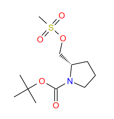 132482-09-8；(S)-2-(((甲基磺酰基)氧基)甲基)吡咯烷-1-羧酸叔丁酯