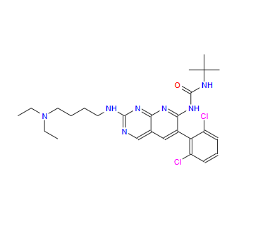 192705-80-9；PD-161570;PF-1480232；N-[6-(2,6-Dichlorophenyl)-2-[[4-(diethylamino)butyl]amino]pyrido[2,3-d]pyrimidin-7-yl]-N'-(1,1-dimethylethyl)urea