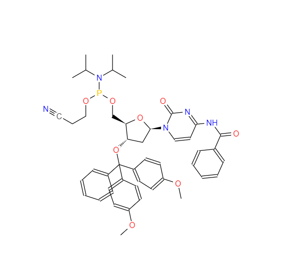 N-苯甲酰基-5'-O-[(二异丙基氨)-(2-氰基乙氧基)氧磷基]-3'-O-(4,4'-二甲氧基三苯甲基)-2'-脱氧胞啶 140712-83-0