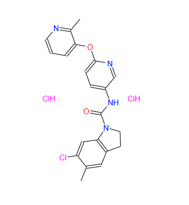 1049747-87-6；6-氯-2,3-二氢-5-甲基-N-[6-[(2-甲基-3-吡啶基)氧]-3-吡啶基]-1H-吲哚-1-酰胺盐酸盐；