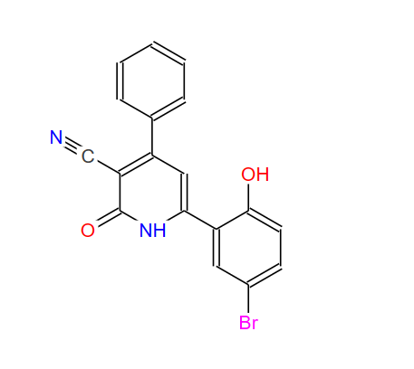 491871-58-0；3-氰基-4-苯基-6-(3-溴-6-羟基苯基)-2(1H)-吡啶酮；