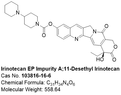 伊立替康EP杂质A；伊立替康11-去乙基杂质；103816-16-6；Irinotecan EP Impurity A;11-Desethyl Irinotecan