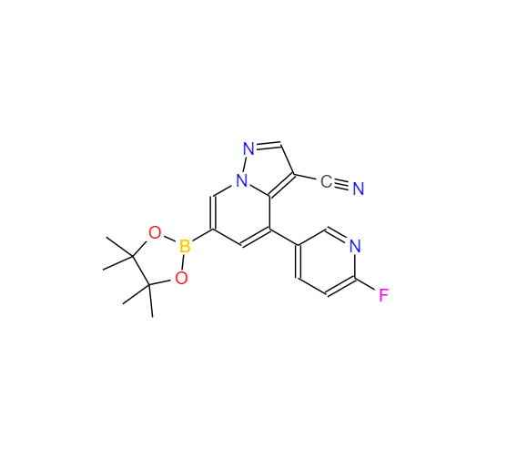 4-(6-氟吡啶-3-基)-6-(4,4,5,5-四甲基-1,3,2-二氧硼杂环戊烷-2-基)吡唑并[1,5-A]吡啶-3-甲腈 2222756-25-2