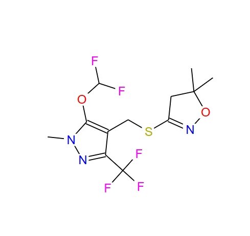 3-[（5-二氟甲氧基-1-甲基-3-三氟甲基吡唑-4-基） 甲硫基]-5.5-二甲基-4.5-二氢异噁唑 656825-92-2