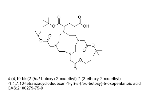 "4-(4,10-bis(2-(tert-butoxy)-2-oxoethyl)-7-(2-ethoxy-2-oxoethyl) -1,4,7,10-tetraazacyclododecan-1-yl)-5-(tert-butoxy)-5-oxopentanoic acid"