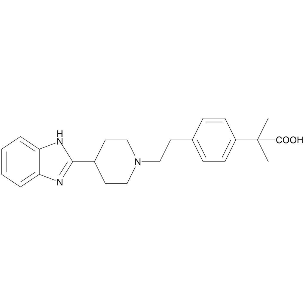 比拉斯汀杂质D；2-[4-（2-{4-[-1H-苯并咪唑-2-基]-哌啶-1-基}-乙基）-苯基]-2-甲基丙酸