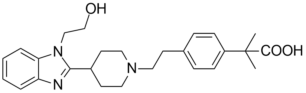 比拉斯汀杂质E；2-[4-（2-{4-[1-（2-羟乙基）-1H-苯并咪唑-2-基]-哌啶-1-基}-乙基）-苯基]-2-甲基丙酸