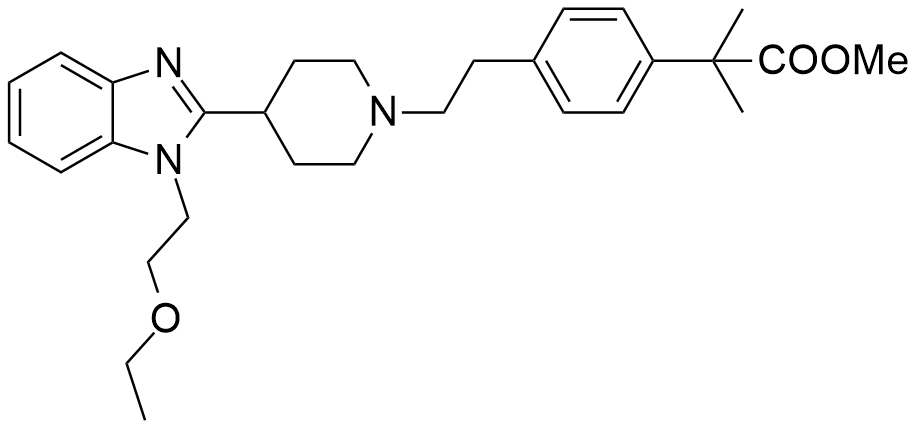 比拉斯汀甲酯杂质；2-[4-（2-{4-[1-（2-乙氧基乙基）-1H-苯并咪唑-2-基]-哌啶-1-基}-乙基）-苯基]-2-甲基丙酸甲酯