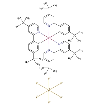 808142-80-5；二[2-(4-叔丁基苯基)-4-叔丁基吡啶][4,4'-二叔丁基-2,2'-联吡啶]铱(III)六氟磷酸盐