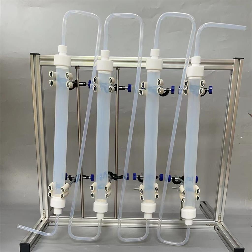 PFA过滤柱透明耐酸碱PFA精馏柱带筛板可定制PFA树脂层析柱