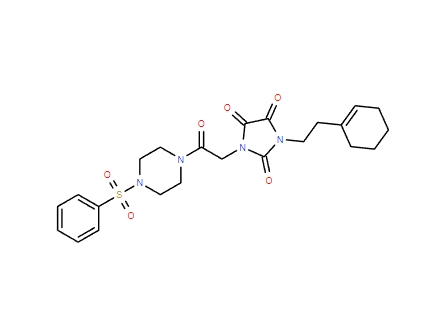 2,4,5-Imidazolidinetrione, 1-[2-(1-cyclohexen-1-yl)ethyl]-3-[2-oxo-2-[4-(phenylsulfonyl)-1-piperazinyl]ethyl]-