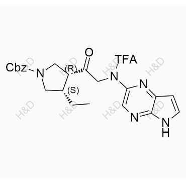 (3S,4R)-benzyl 3-ethyl-4-(2-(2,2,2-trifluoro-N-(5H-pyrrolo[2,3-b]pyrazin-2-yl)acetamido)acetyl)pyrrolidine-1-carboxylate	乌帕替尼杂质121