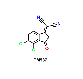 PM587  2-(4,5-dichloro-3-oxo-2,3-dihydro-1H-inden-1-ylidene)malononitrile