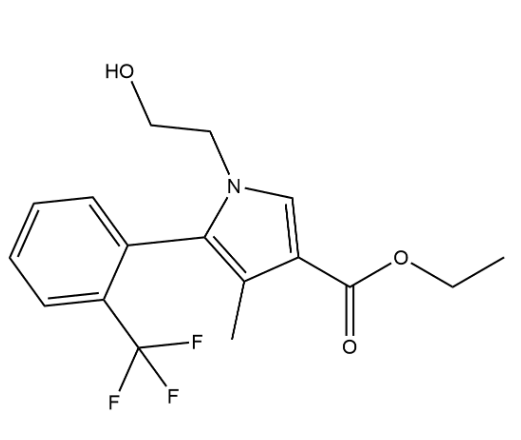 1H-Pyrrole-3-carboxylic acid, 1-(2-hydroxyethyl)-4-methyl-5-[2-(trifluoromethyl)phenyl]-, ethyl ester, (5S)-