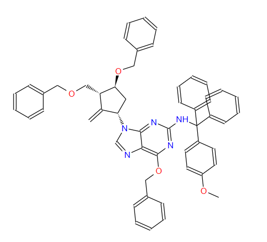 6-苄氧基-9-((1S,3R,3S)-4-苄氧基-3-苄氧基甲基-2-亚甲基环戊基)-N-((4-甲氧基苯基)二苯基甲基)-9H-嘌呤-2-胺