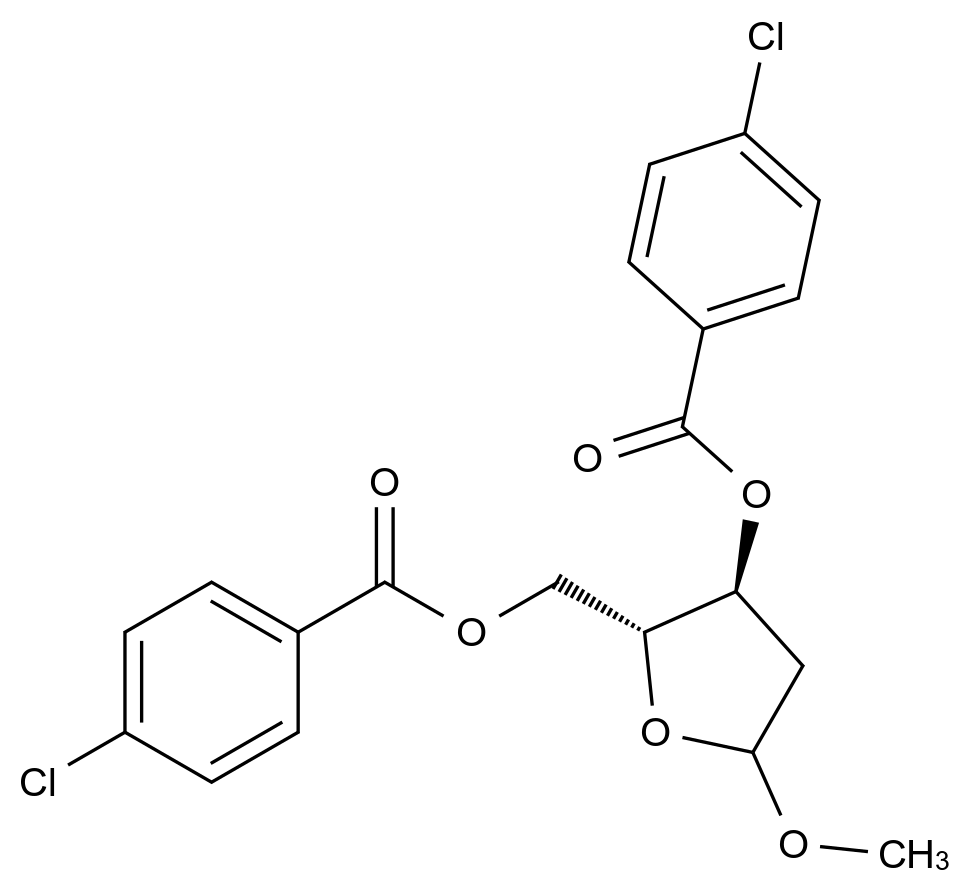 CATO_((2R,3S)-3-((4-氯苯甲酰基)氧基)-5-甲氧基四氢呋喃-2-基)甲基 4-氯苯甲酸酯_99886-53-0_97%