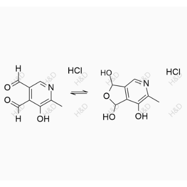 5-hydroxy-6-methylpyridine-3,4-dicarbaldehyde compound with 6-methyl-1,3-dihydrofuro[3,4-c]pyridine-1,3,7-triol (1:1) dihydrochloride	维生素B6杂质14 