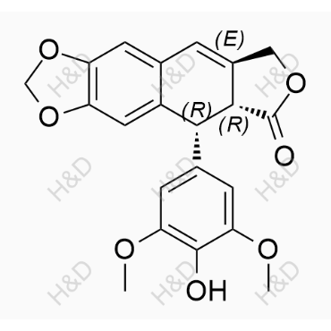 (5R,5aR)-5-(4-hydroxy-3,5-dimethoxyphenyl)-5,5a-dihydrofuro[3',4':6,7]naphtho[2,3-d][1,3]dioxol-6(8H)-one	依托泊苷杂质3