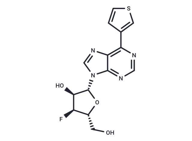 化合物 9-(3-Deoxy-3-fluoro-β-D-ribofuranosyl)-6-(thiophen-3-yl)purine|TNU0063|TargetMol