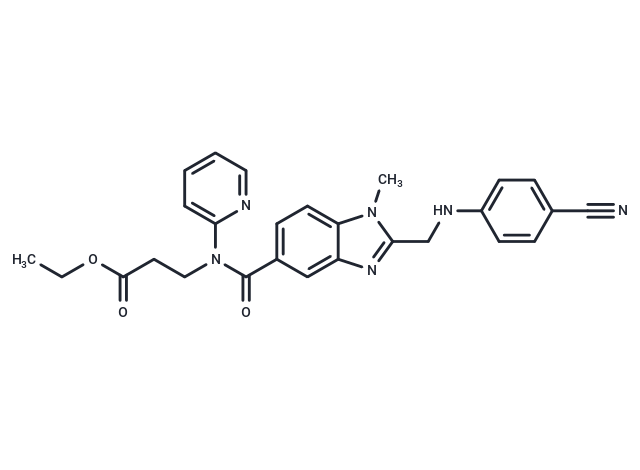 化合物 Ethyl 3-(2-(((4-cyanophenyl)amino)methyl)-1-methyl-N-(pyridin-2-yl)-1H-benzo[d]imidazole-5-carboxamido)propanoate|T66212|TargetMol