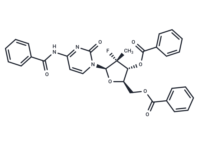 化合物 (2R,3R,4R,5R)-5-(4-Benzamido-2-oxopyrimidin-1(2H)-yl)-2-((benzoyloxy)methyl)-4-fluoro-4-methyltetrahydrofuran-3-yl benzoate|T66569|TargetMol