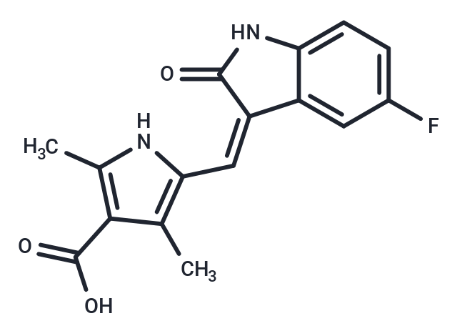 化合物 (Z)-5-((5-Fluoro-2-oxoindolin-3-ylidene)methyl)-2,4-dimethyl-1H-pyrrole-3-carboxylic acid|T65586|TargetMol