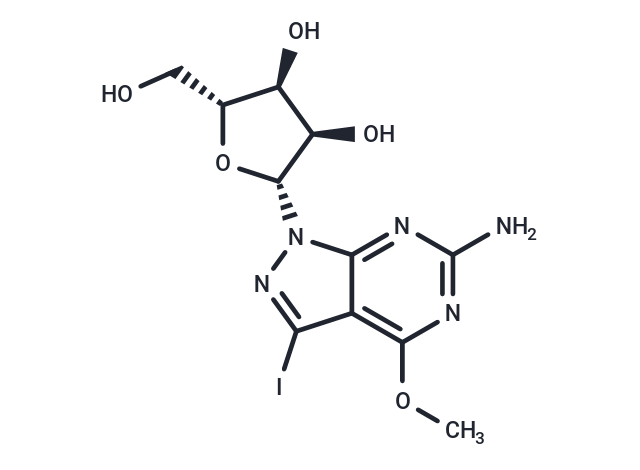 化合物 6-Amino-3-iodo-4-methoxy-1-(b-D-ribofuranosyl)-1H-pyrazolo[3,4-d]pyrimidine|TNU0281|TargetMol