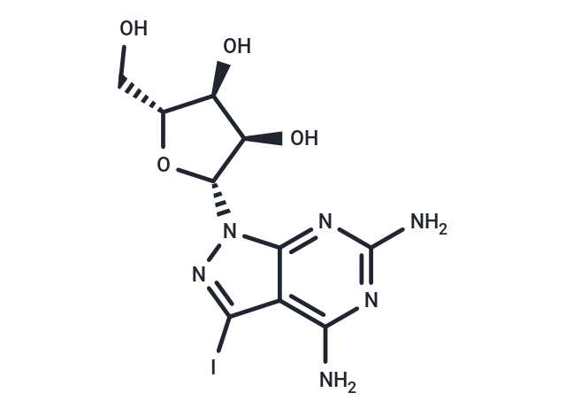 化合物 4,6-Diamino-3-iodo-1-(b-D-ribofuranosyl)-1H-pyrazolo[3,4-d]pyrimidine|TNU0283|TargetMol