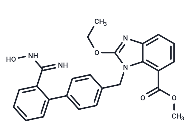 化合物 Methyl 2-ethoxy-1-((2'-(N-hydroxycarbamimidoyl)-[1,1'-biphenyl]-4-yl)methyl)-1H-benzo[d]imidazole-7-carboxylate|T66310|TargetMol