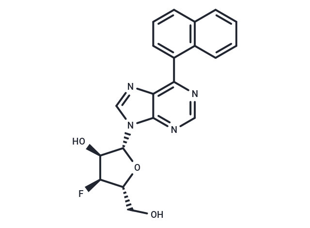 化合物 9-(3-Deoxy-3-fluoro-β-D-ribofuranosyl)-6-(naphthalen-1-yl)purine|TNU0066|TargetMol