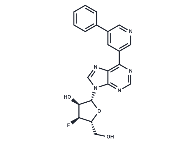 化合物 9-(3-Deoxy-3-fluoro-β-D-ribofuranosyl)-6-(5-phenylpyridin-3-yl)purine|TNU0067|TargetMol