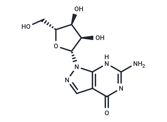 化合物 6-Amino-1,5-dihydro-1-(b-D-ribofuranosyl)-4H-pyrazolo[3,4-d]pyrimidin-4-one|TNU0276|TargetMol