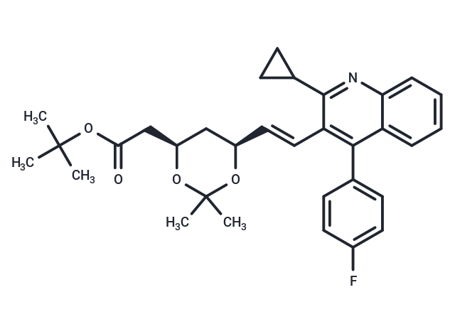 化合物 t-Butyl (3R,5S)-7-[2-cyclopropyl-4-(4-fluorophenyl)quinolin-3-yl]-3,5-isopropylidenedioxy-6-heptenoate|T66069|TargetMol