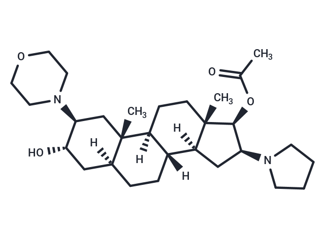 化合物 (2b,3a,5a,16b,17b)-17-Acetoxy-3-hydroxy-2-(4-morpholinyl)-16-(1-pyrrolidinyl)androstane|T66654|TargetMol