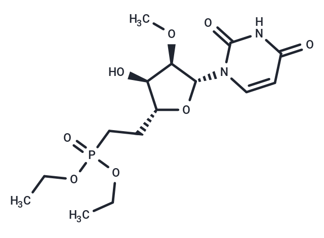 化合物 1-[6-(Diethoxyphosphinyl)-2-O-methyl-β-D-ribo-hexofuranosyl]uracil|TNU1011|TargetMol