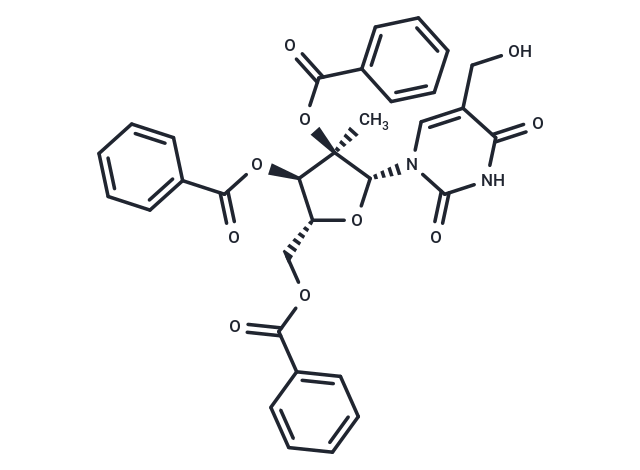 化合物 2’,3’,5’-Tri-O-benzoyl-5-hydroxymethyl-2’-C-methyluridine|TNU1110|TargetMol